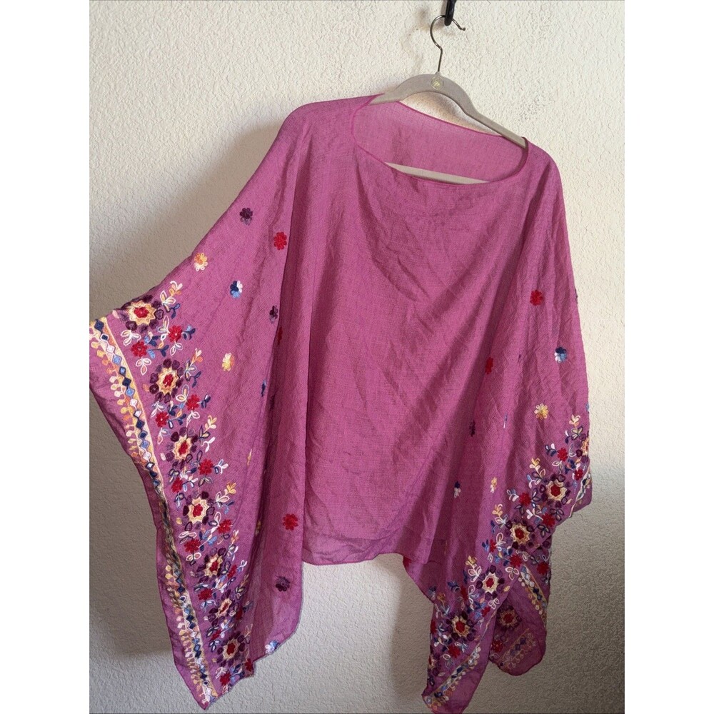 Nare Moda Duster Poncho Cover Up Boho Festival Fairy Embroidery Floral Hippie